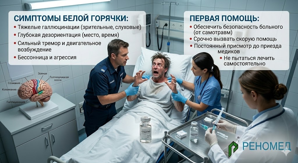 Белая горячка: симптомы и первая помощь | РЕНОМЕД
